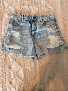 American Eagle Outfitters Light Blue Distressed Denim Shorts